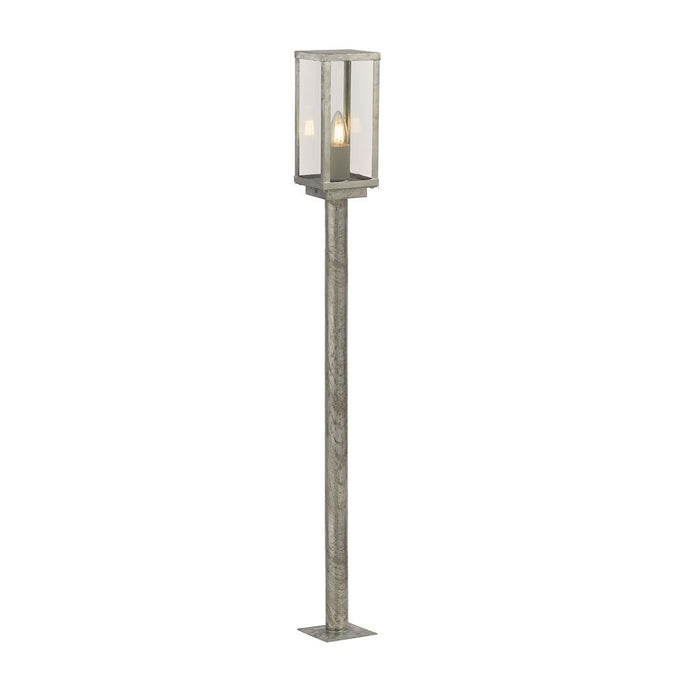 Searchlight  90151-900SI Box II Outdoor Post - Galvanised Silver Metal & Glass