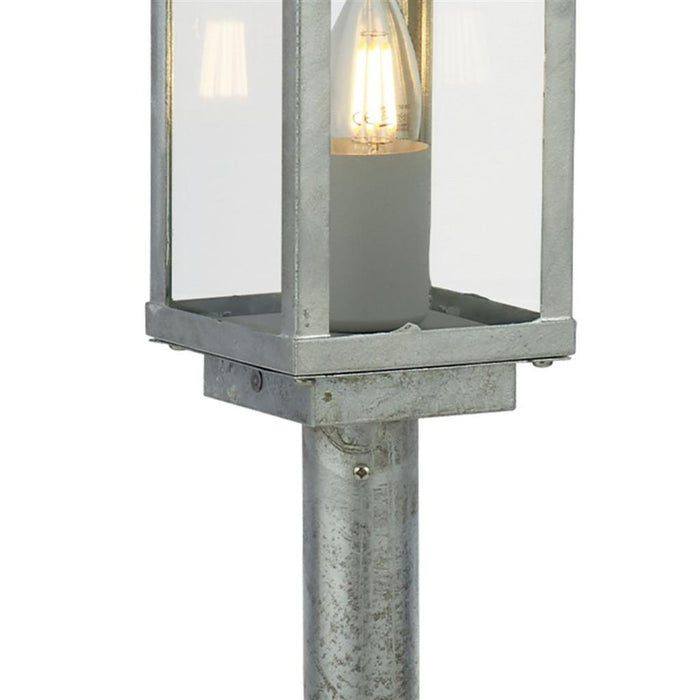 Searchlight  90151-900SI Box II Outdoor Post - Galvanised Silver Metal & Glass