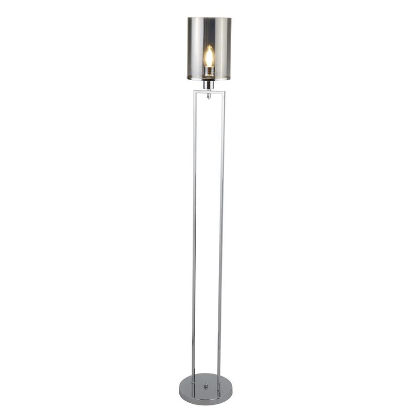 Searchlight  9053CC Catalina Floor Lamp - Chrome Metal & Smoked Glass