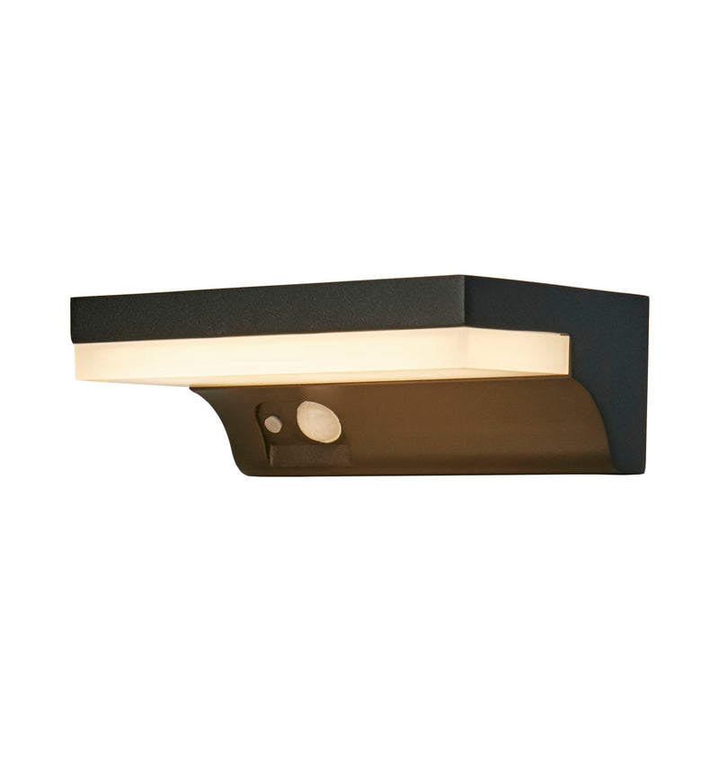 Searchlight  67417BK Solar Outdoor Wall Light - Black Metal & White Polycarbonate