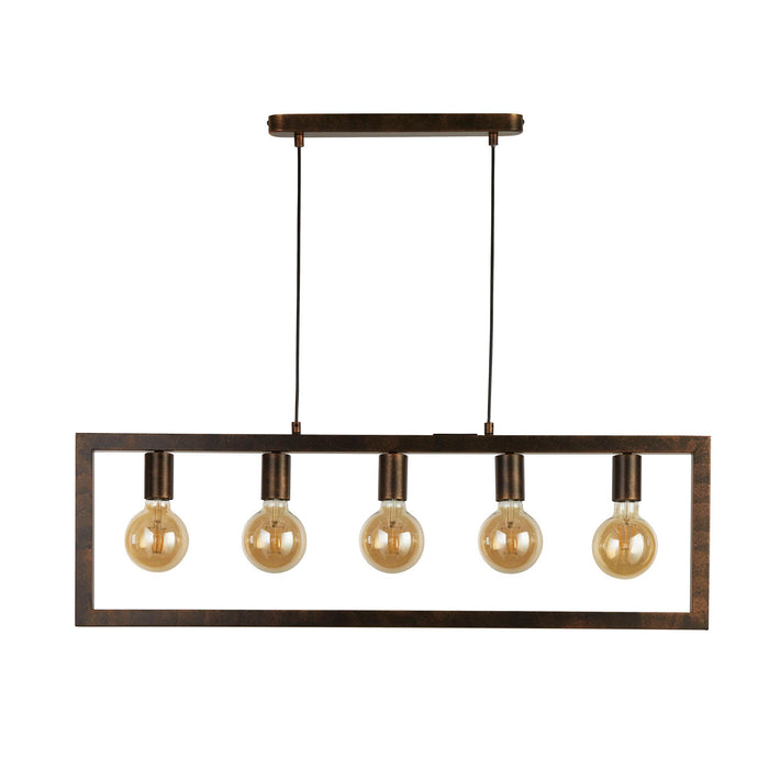 Searchlight  24102-5RU Oblong 5Lt Pendant - Rustic Brown Metal