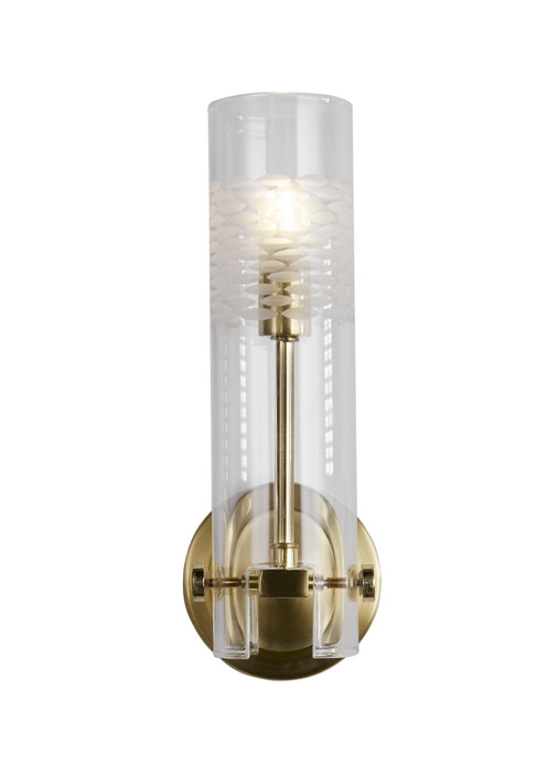 Searchlight  27981SB Scope Bathroom Wall Light - Satin Brass & Clear Etched Glass