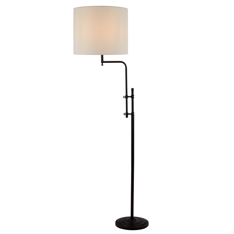 Searchlight  12083-1BK Munich Floor Lamp - Matt Black Metal & Natural Linen Shade