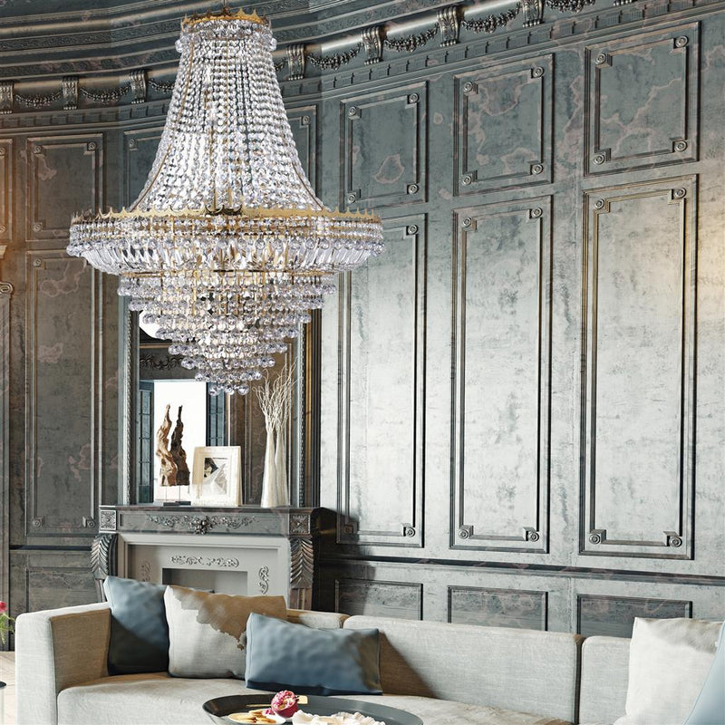 Searchlight  9112-102GO Versailles  19Lt Chandelier  - Gold Metal & Crystal