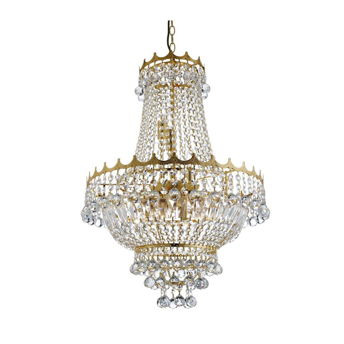 Searchlight  9112-52GO Versailles  9Lt Chandelier  - Gold Metal & Crystal