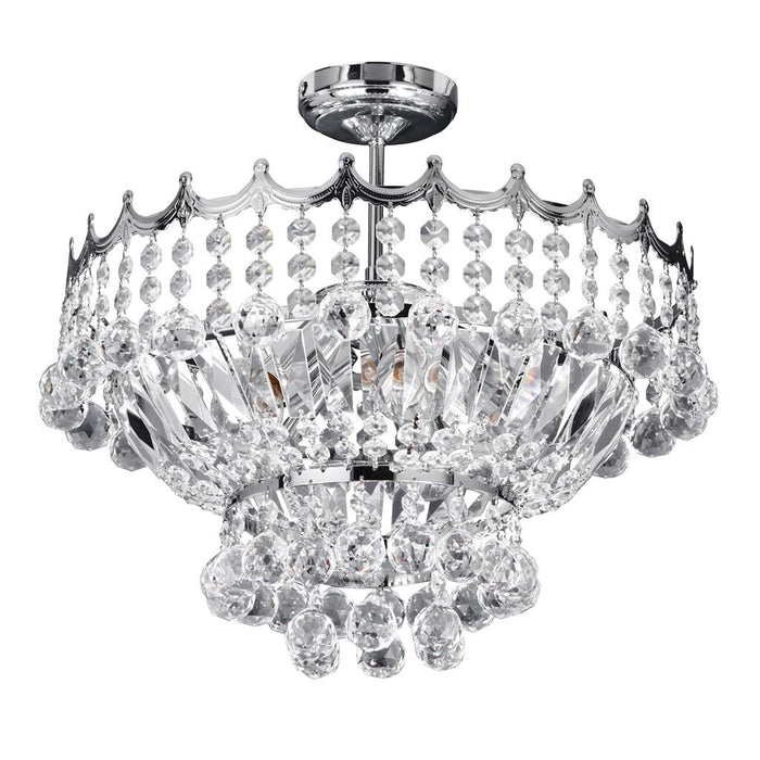 Searchlight  9113-39CC Versailles 5Lt Semi-Flush Chandelier - Chrome & Crystal