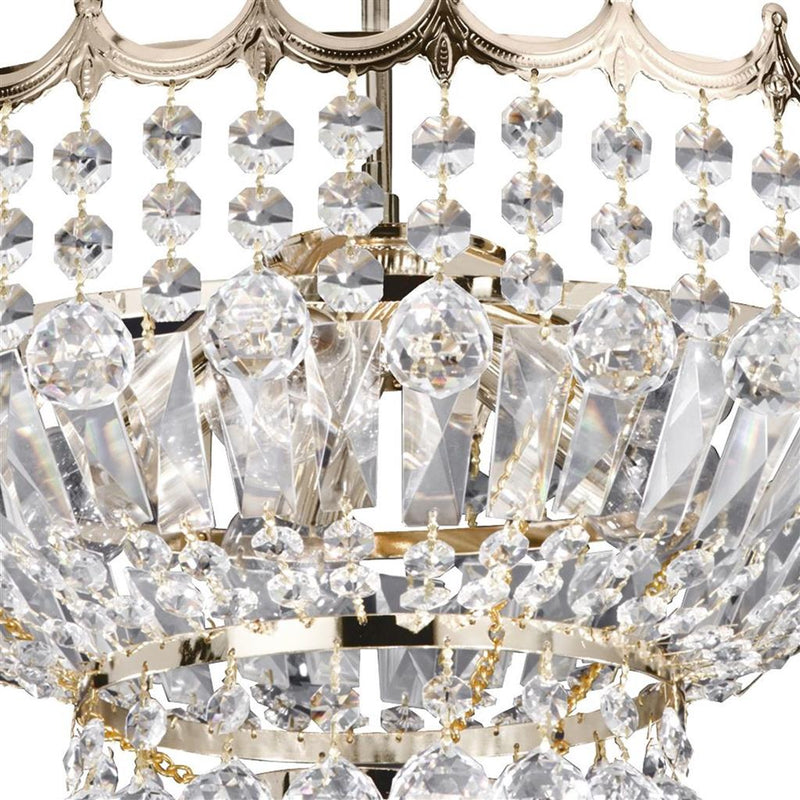 Searchlight  9113-39GO Versailles 5Lt Semi-Flush Chandelier - Gold Metal & Crystal