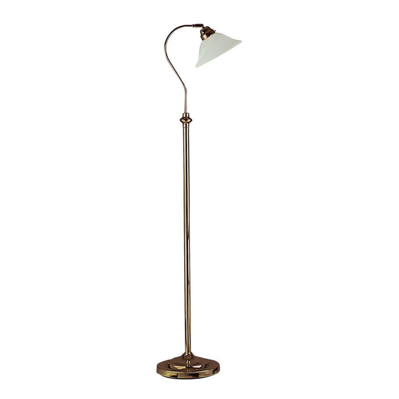 Searchlight  9122AB Adjustable  Floor Lamp - Antique Brass Metal & Scavo Glass