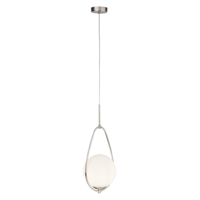 Searchlight  9171-1SS Avalon  Pendant  - Satin Silver Metal & Opal Glass