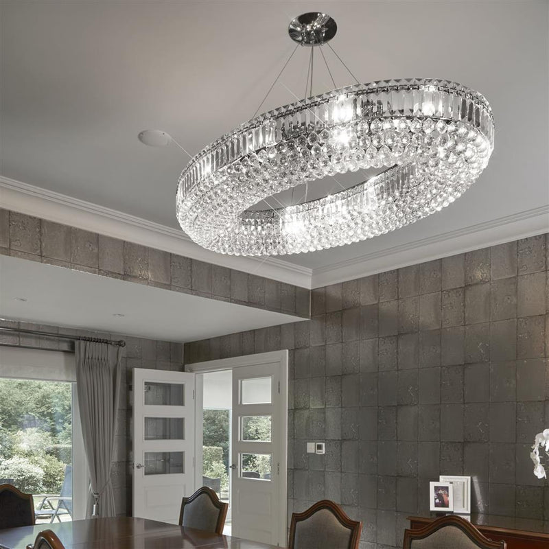 Searchlight  9190CC Vesuvius 24Lt Pendant  -   Chrome, Clear Coffin & Ball Drops