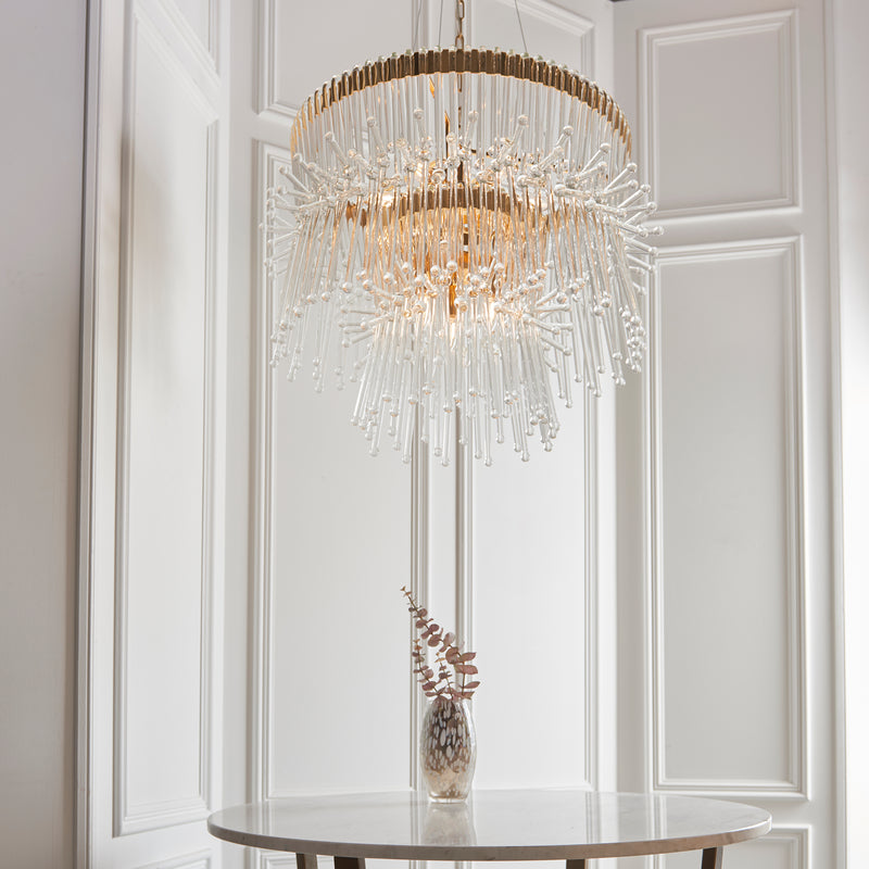 Endon 91941 Madeleine 9lt Pendant - Gold/Clear
