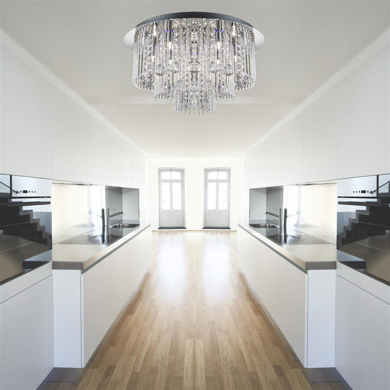 Searchlight  9198-8CC Beatrix 8Lt Flush - Chrome Metal & Crystal