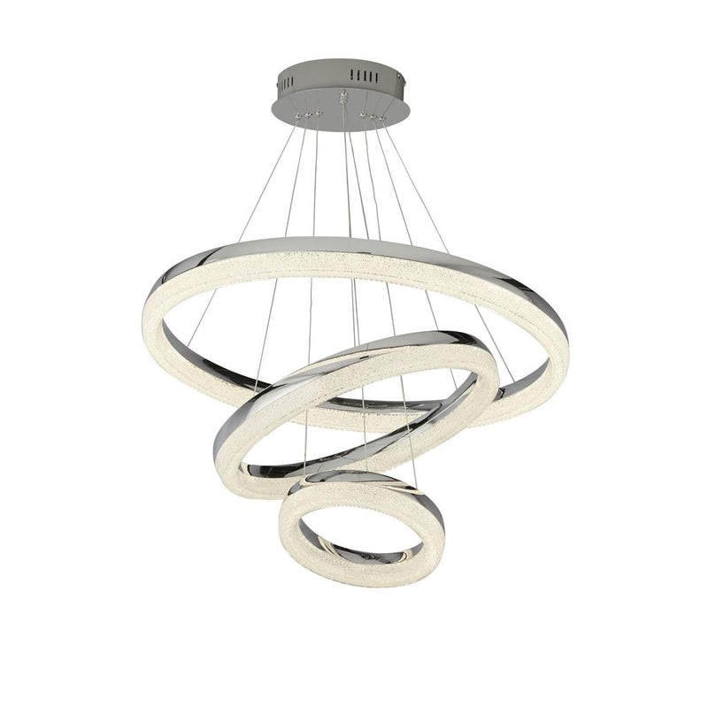 Searchlight  9207-3CC Circle 3Lt Pendant - Chrome Metal & Crushed Ice Effect Glass