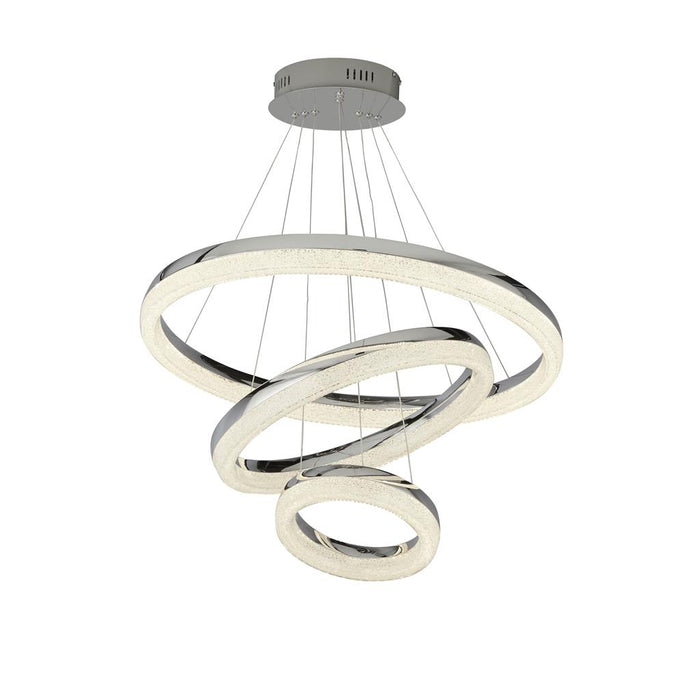 Searchlight  9207-3CC Circle 3Lt Pendant - Chrome Metal & Crushed Ice Effect Glass