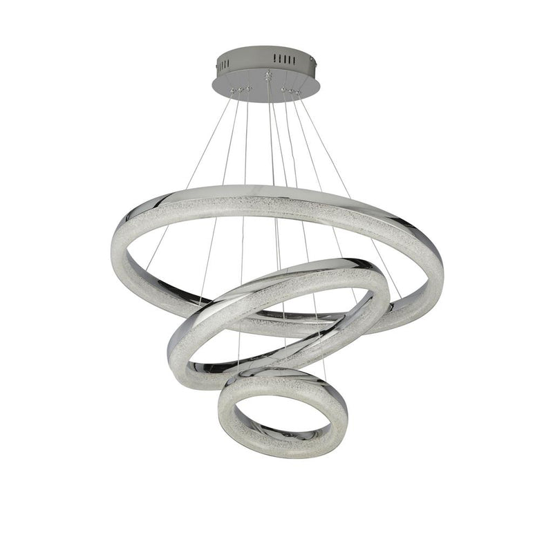 Searchlight  9207-3CC Circle 3Lt Pendant - Chrome Metal & Crushed Ice Effect Glass
