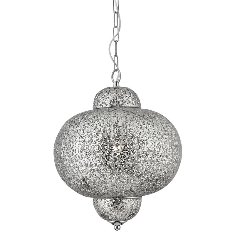 Searchlight  9221-1SS Fretwork Pendant  - Laser Cut Nickel Metal