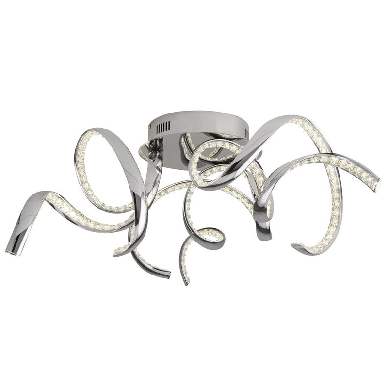 Searchlight  9233-3CC Twirls LED Flush- Chrome & Clear Crystal