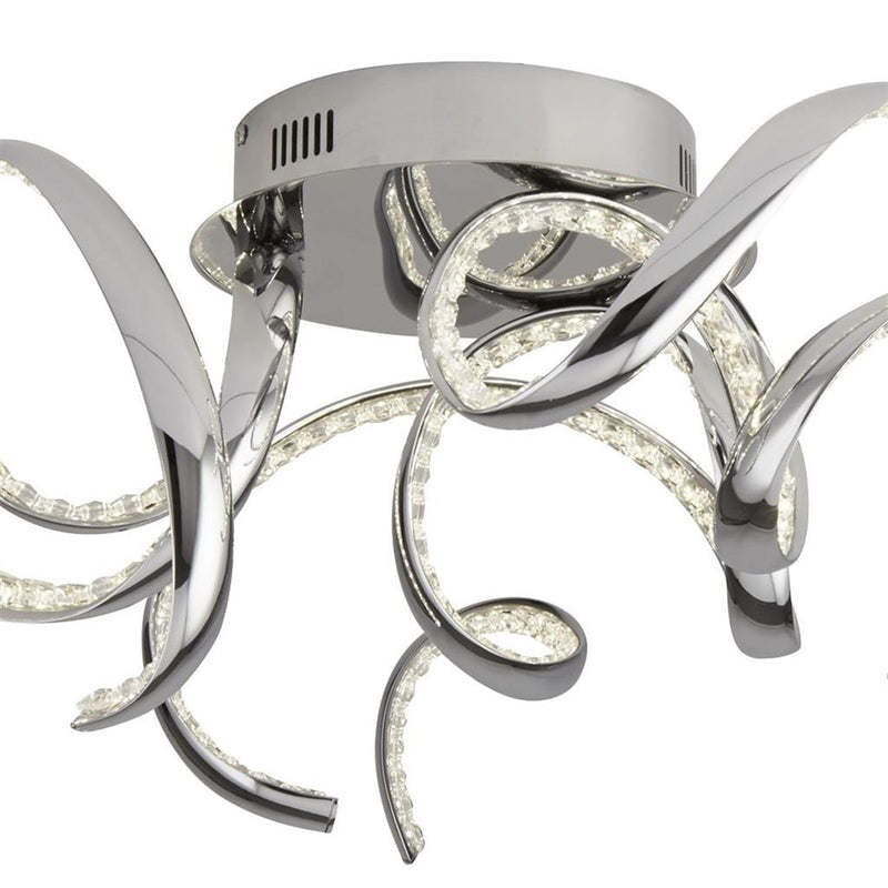 Searchlight  9233-3CC Twirls LED Flush- Chrome & Clear Crystal