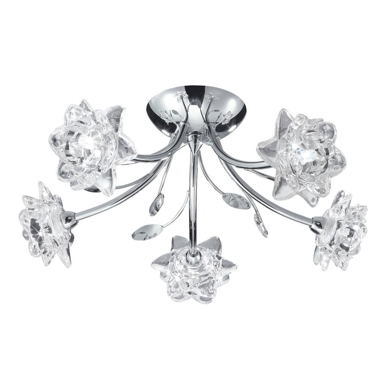 Searchlight  9285-5CC Bellis 5Lt Semi-Flush - Chrome & Clear Glass