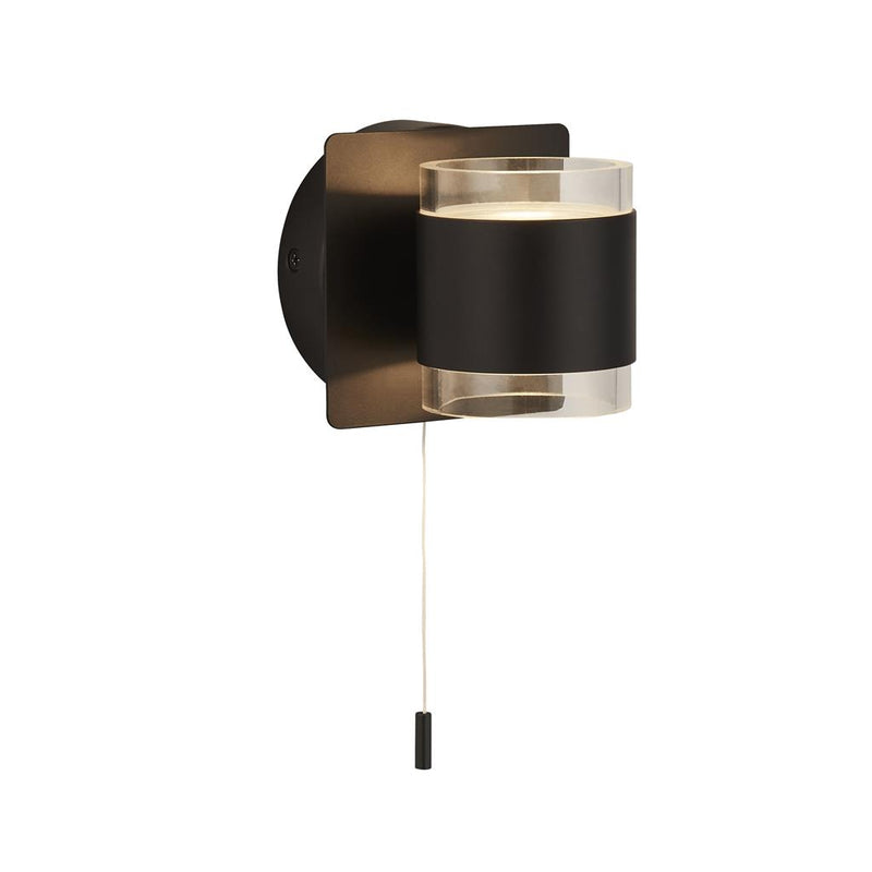 Searchlight  93290-2BK Tumbler 2Lt Wall Light  - Black Metal & Clear Acrylic