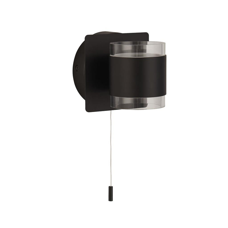 Searchlight  93290-2BK Tumbler 2Lt Wall Light  - Black Metal & Clear Acrylic