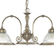 Searchlight  9343-3 American Diner 3Lt Pendant - Antique Brass & Ribbed Glass - Bonus Superstore