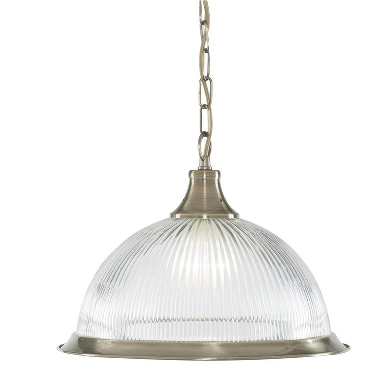 Searchlight  9369 American Diner Pendant - Antique Brass & Glass