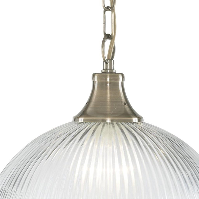 Searchlight  9369 American Diner Pendant - Antique Brass & Glass