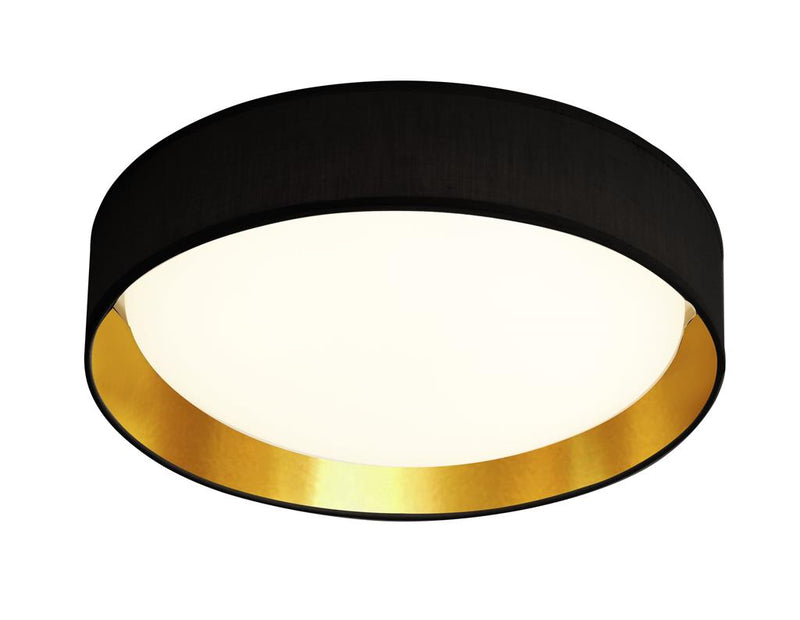 Searchlight  9371-37BGO Gianna Flush - Black Fabric, Gold Inner & Acrylic Diffuser