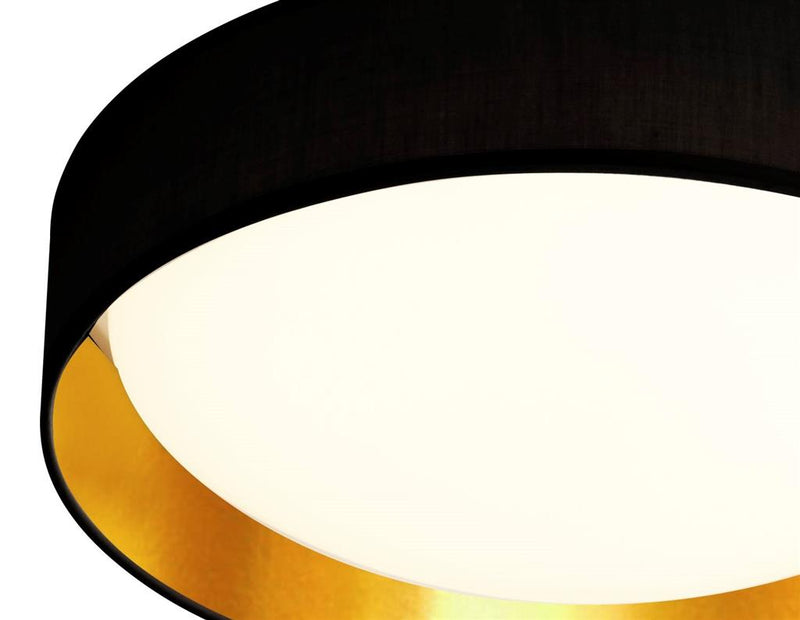 Searchlight  9371-37BGO Gianna Flush - Black Fabric, Gold Inner & Acrylic Diffuser