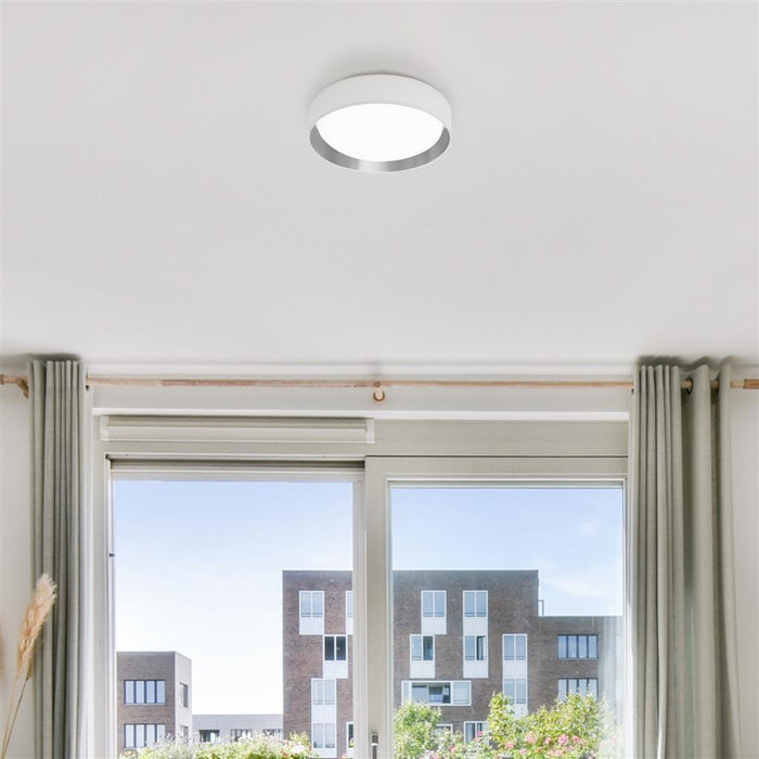 Searchlight  9371-37WSI Gianna LED Flush -White Shade Silver Inner