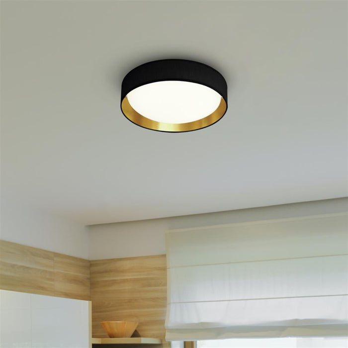 Searchlight  9371-50BGO Gianna Flush - Black Fabric, Gold Inner & Acrylic Diffuser