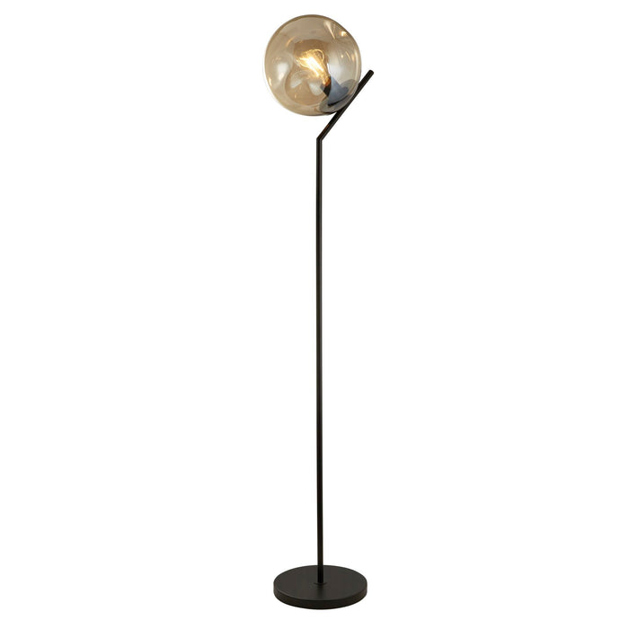 Searchlight  22122-1BK Punch Floor Lamp - Black Metal & Champagne Punched Glass