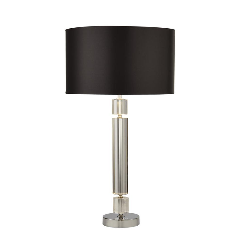 Searchlight  9387CC Kylie Table Lamp - Chrome Metal, Clear Glass & Black Shade