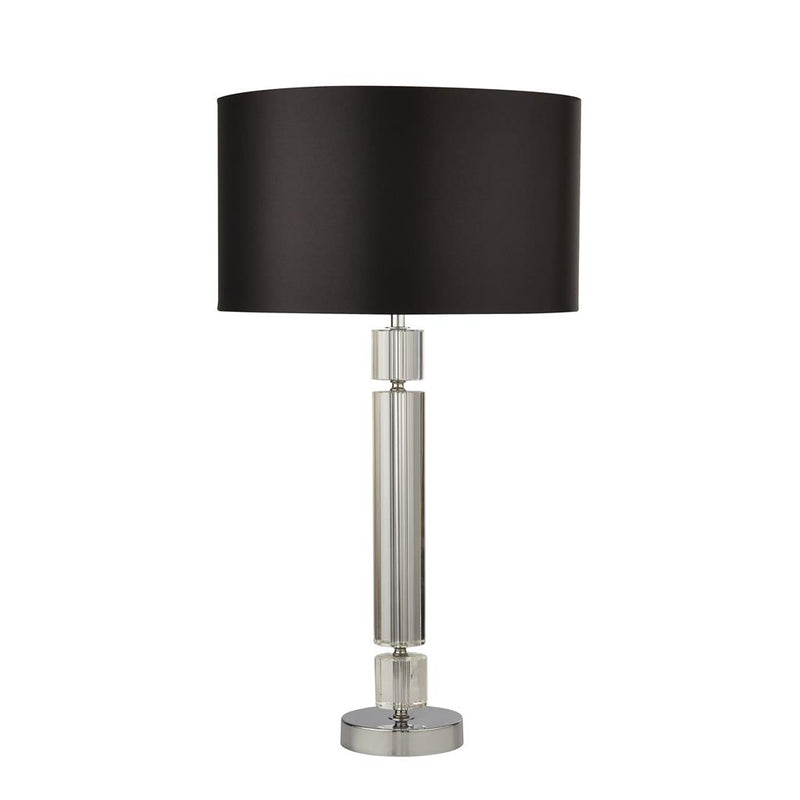 Searchlight  9387CC Kylie Table Lamp - Chrome Metal, Clear Glass & Black Shade