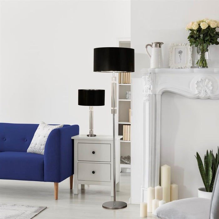 Searchlight  9387CC Kylie Table Lamp - Chrome Metal, Clear Glass & Black Shade