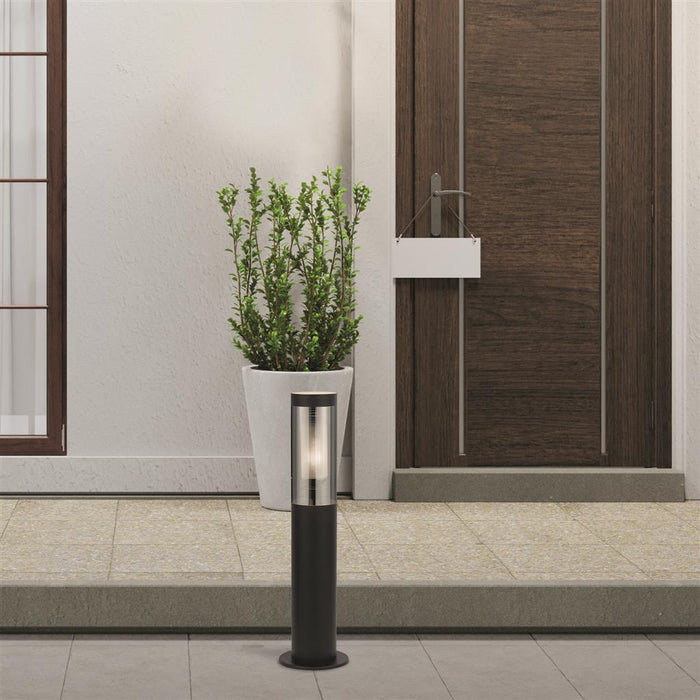 Searchlight  93901-450BK Batton Outdoor Post - Black Metal & Smoked Polycarbonate