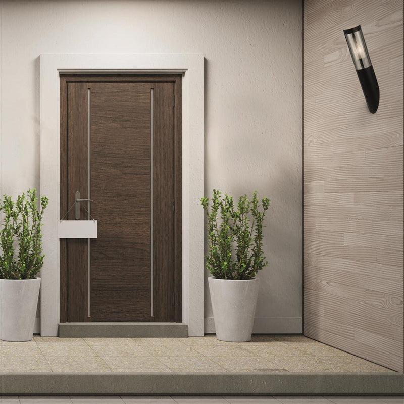 Searchlight  93901BK Batton Outdoor Wall Light-Black Metal & Smoked Polycarbonate