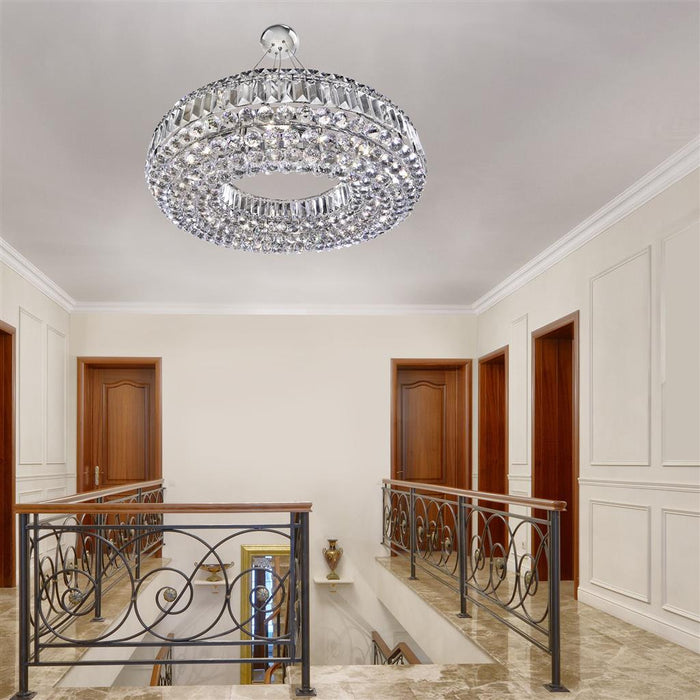 Searchlight  9392CC Vesuvius  10Lt Pendant - Chrome Metal & Clear Crystal
