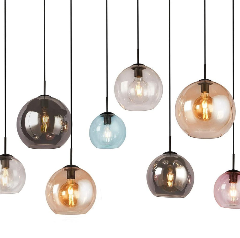 Searchlight  94002-8BK Mardi Gras II 8Lt Pendant- Matt Black Metal & Coloured Glass