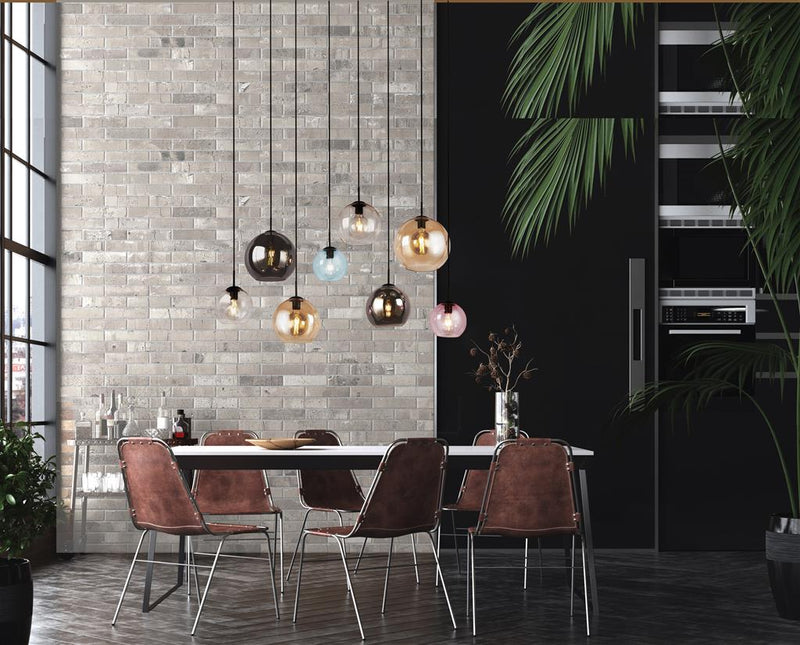 Searchlight  94002-8BK Mardi Gras II 8Lt Pendant- Matt Black Metal & Coloured Glass