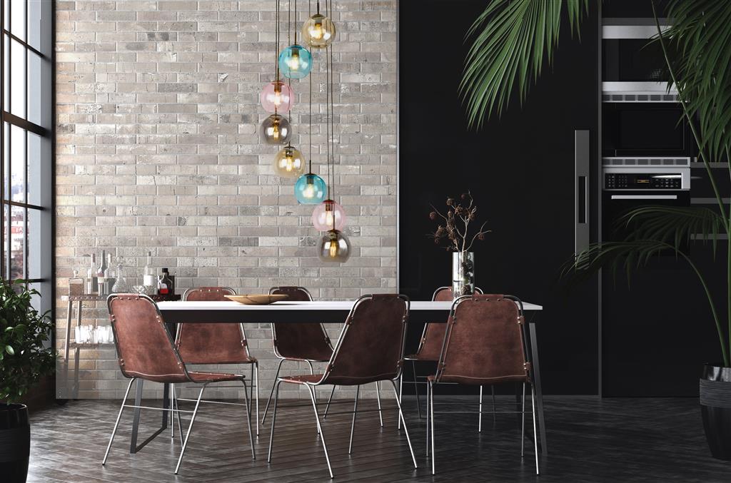 Searchlight  94008-8BK Mardi Gras II 8Lt Pendant -  Black Metal & Coloured Glass