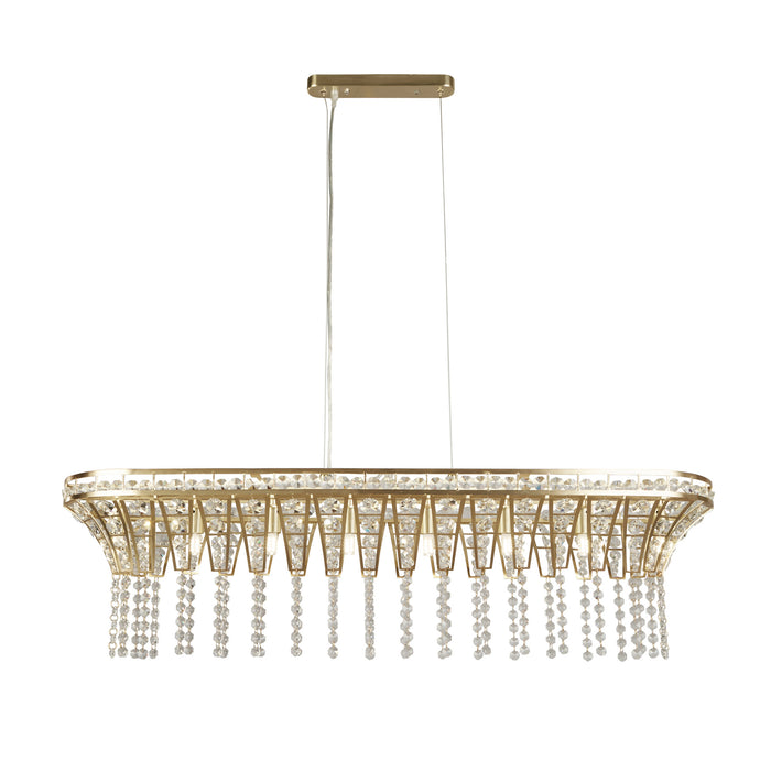 Searchlight  68510-8SB Gemma 8Lt Bar Pendant - Satin Brass & Clear Crystal