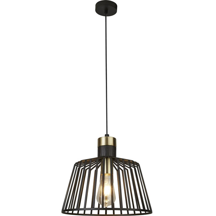 Searchlight  9411BK Bird Cage  Pendant  - Black & Satin Brass Metal