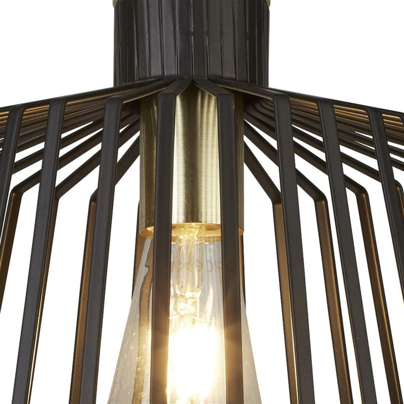 Searchlight  9411BK Bird Cage  Pendant  - Black & Satin Brass Metal