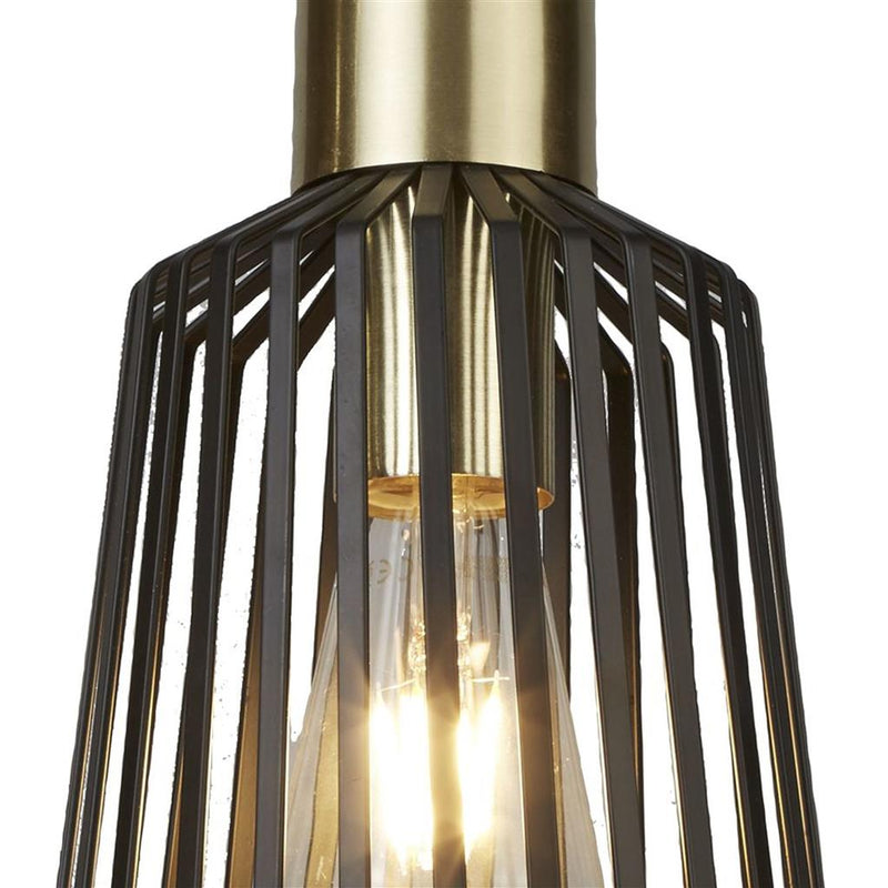 Searchlight  9412BK Bird Cage  Pendant  - Black & Satin Brass Metal