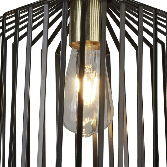 Searchlight  9413BK Bird Cage  Pendant  - Black & Satin Brass Metal