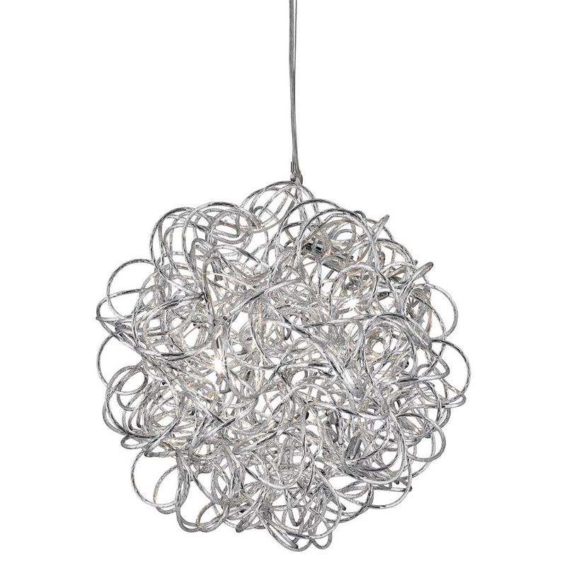 Searchlight  9432 Scribble 6Lt LED Pendant - Chrome Diamond Cut Metal