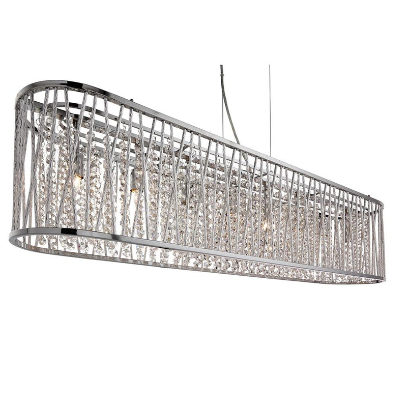 Searchlight  9448-8CC Elise 8Lt Bar Pendant - Chrome Metal & Clear Crystal