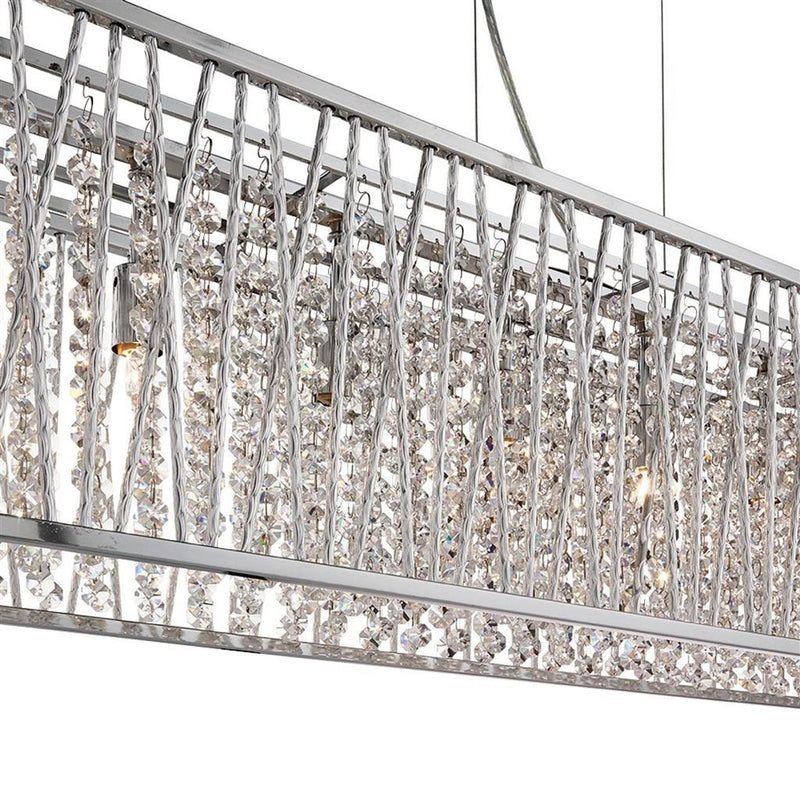 Searchlight  9448-8CC Elise 8Lt Bar Pendant - Chrome Metal & Clear Crystal